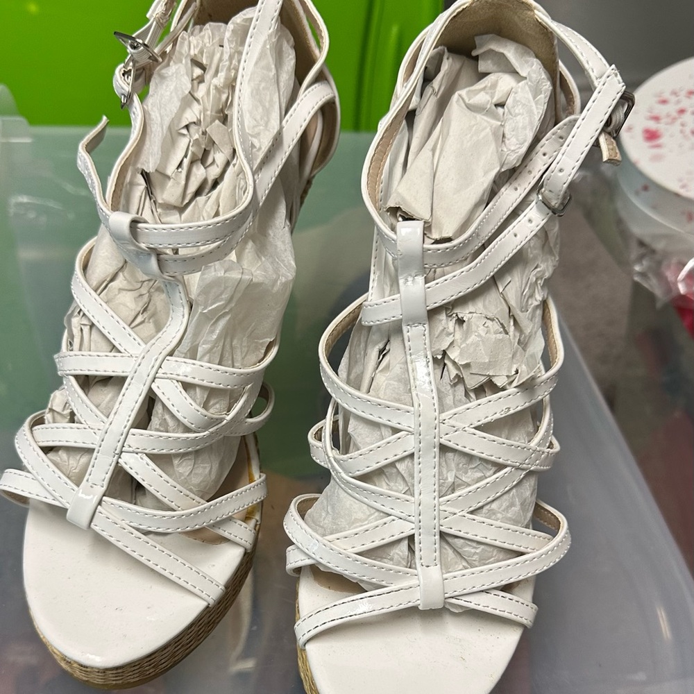 Cute white wedge sandal